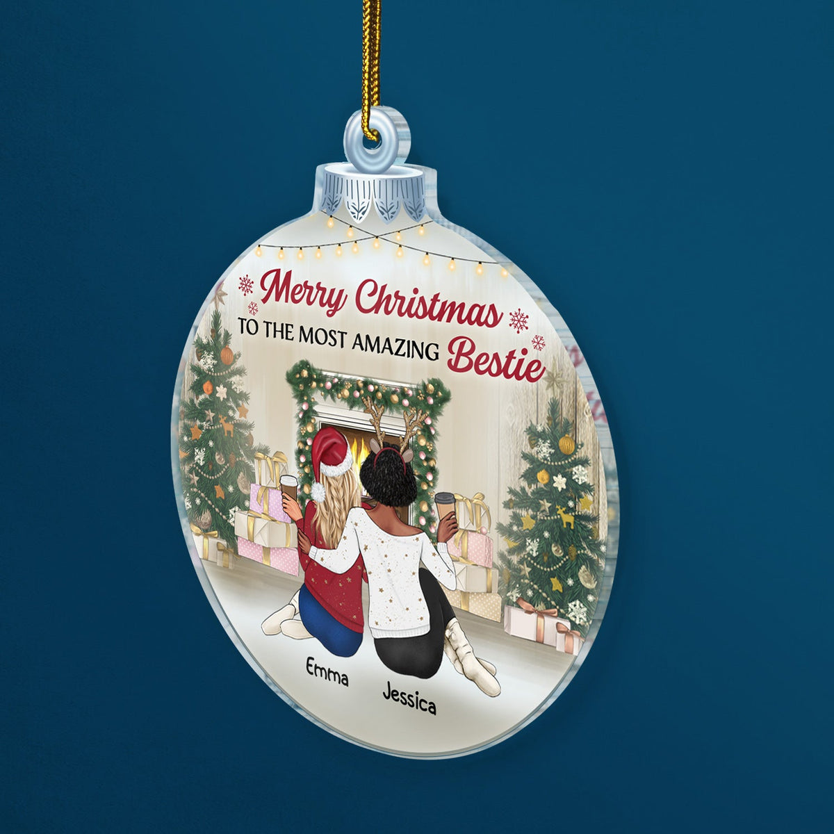 Les meilleures amies sont les sœurs que nous choisissons pour nous-mêmes - Cadeau de Noël pour les meilleures amies, sœurs - Ornement acrylique personnalisé en forme personnalisée