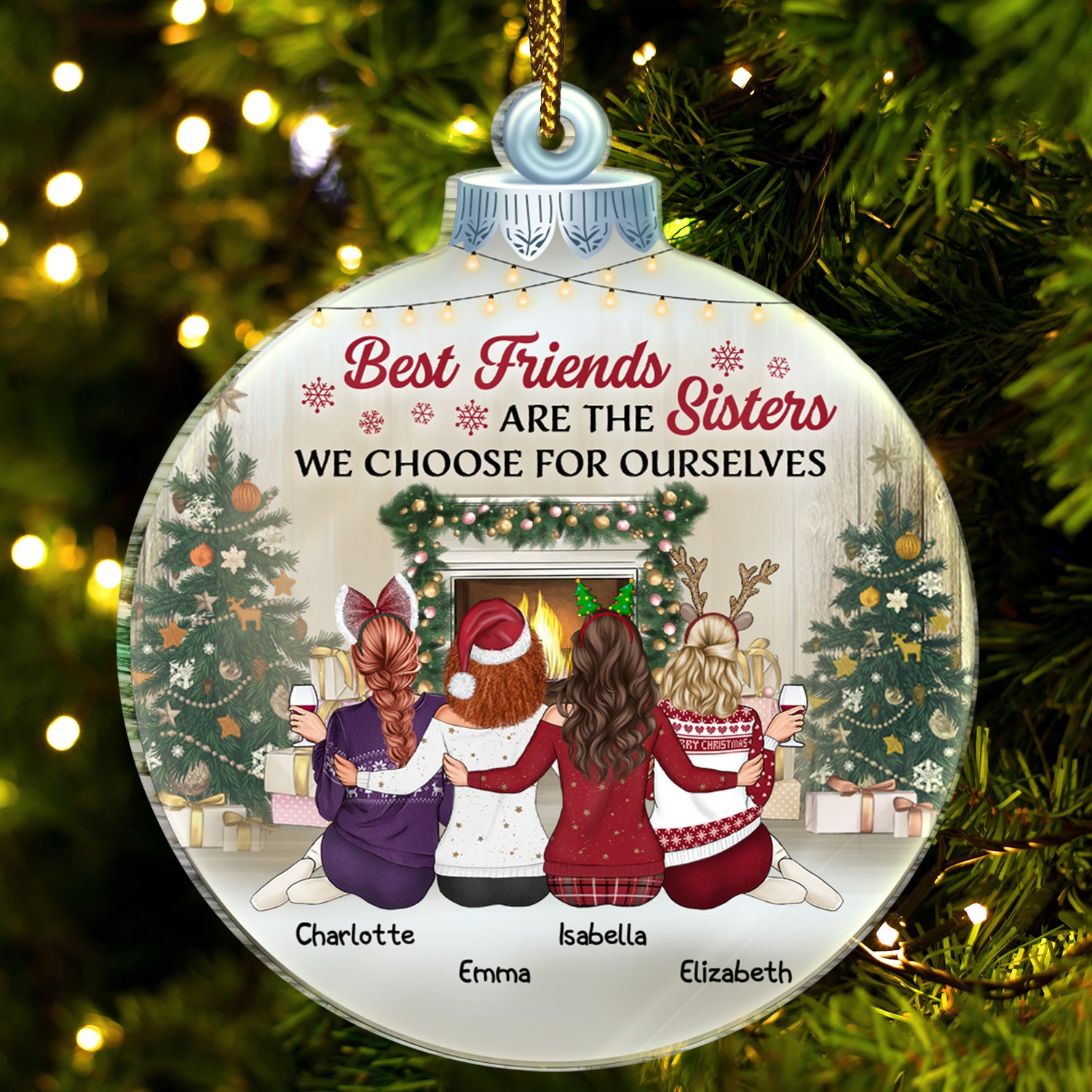 Best Friends Are The Sisters We Choose For Ourselves - Christmas Gift For Besties, Sisters - Personalized Custom Shaped Acrylic Ornament