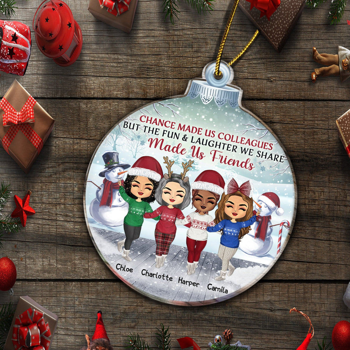 Work Made Us Colleagues - Christmas Gift For Co-worker, Besties, Best Friends - Personalized Custom Shaped Acrylic Ornament