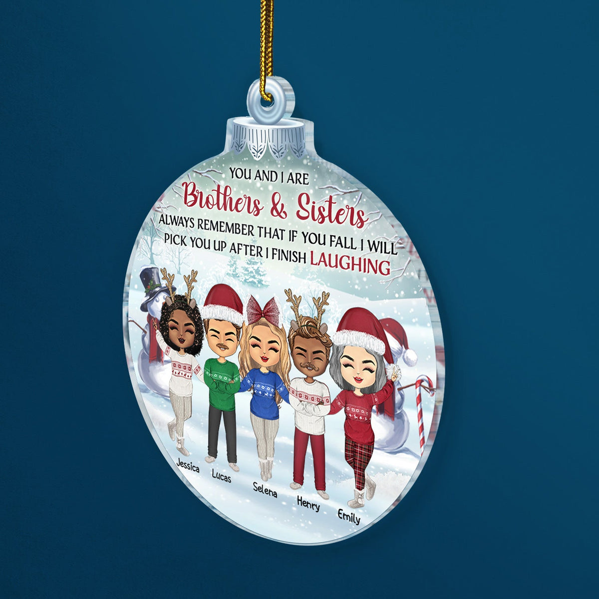Toi et moi sommes sœurs, souviens-toi toujours de ça si tu tombes - Cadeau de Noël pour frères, frères et sœurs, meilleurs amis, meilleures amies - Ornement acrylique personnalisé en forme personnalisée