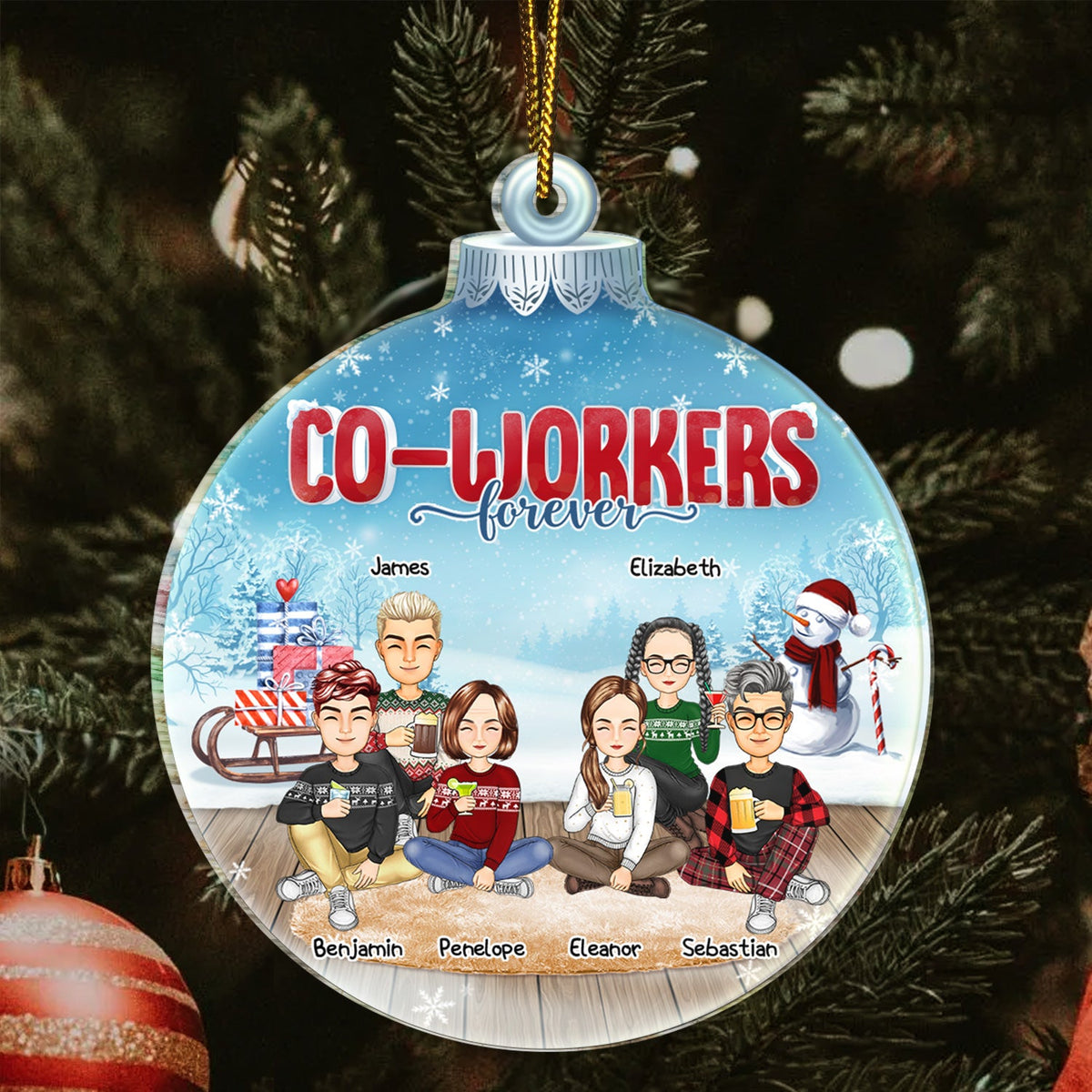 Besties Sisters Forever - Cadeau de Noël pour collègues, frères, frères et sœurs, meilleurs amis - Décoration acrylique personnalisée en forme personnalisée