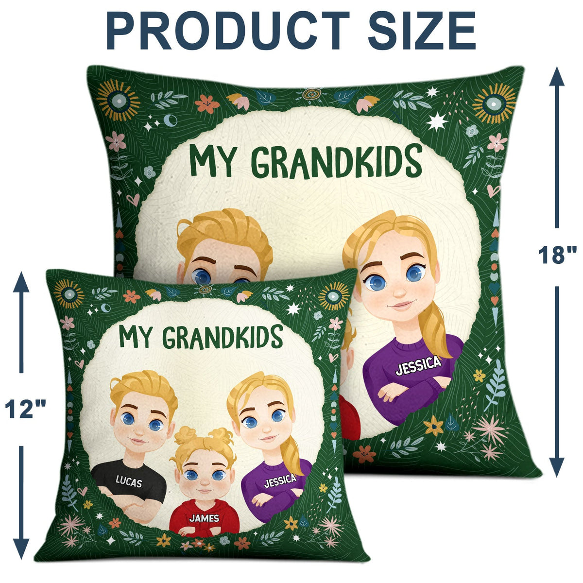 Flat Art Our Grandkids - Birthday, Holiday Gift For Grandparents, Nana, Papa - Personalized Pillow