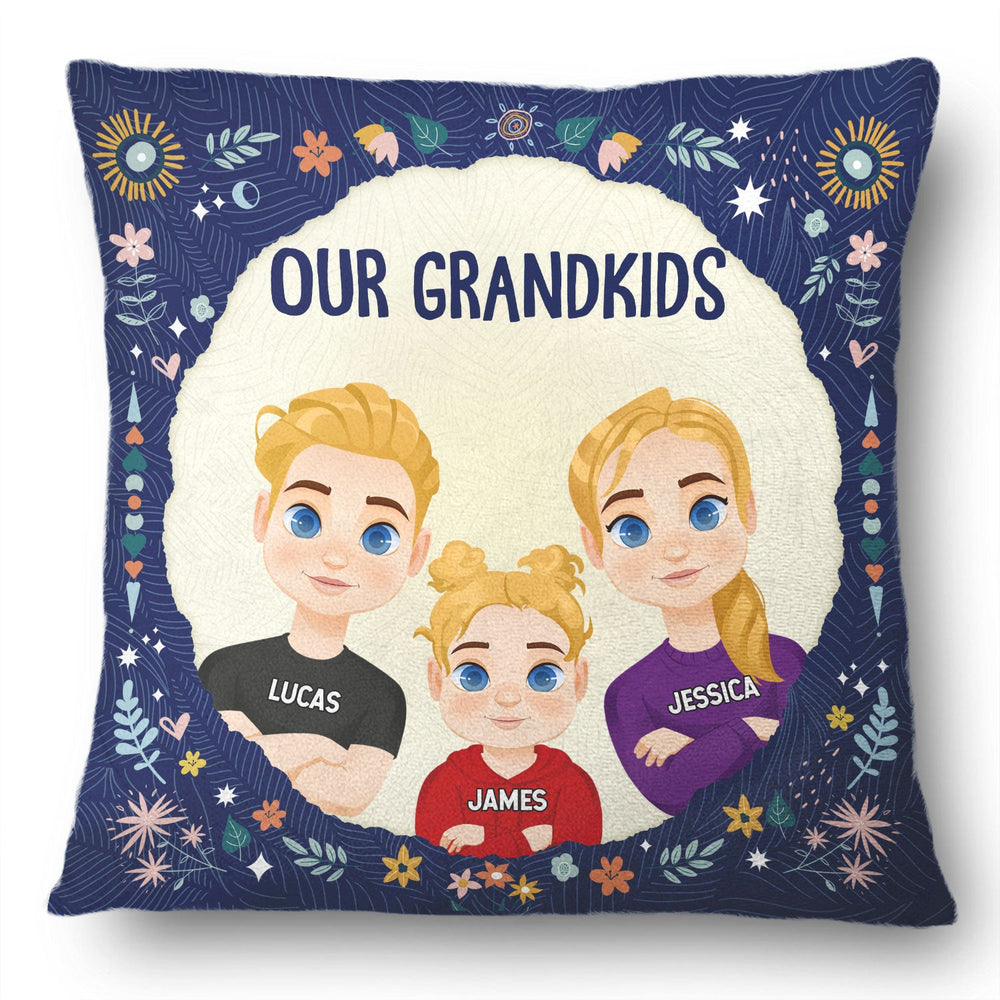 Flat Art Our Grandkids - Birthday, Holiday Gift For Grandparents, Nana, Papa - Personalized Pillow
