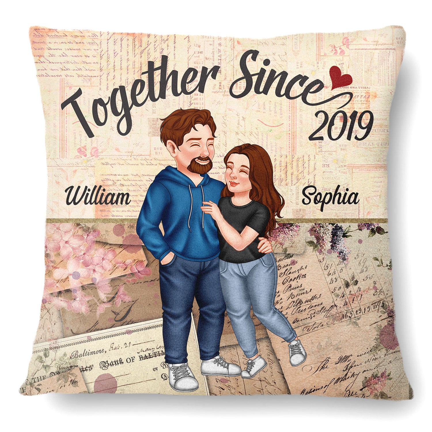 Together Since Arm In Arm - Loving, Anniversary Gift For Couples, Husband, Wife - Personalized Pillow