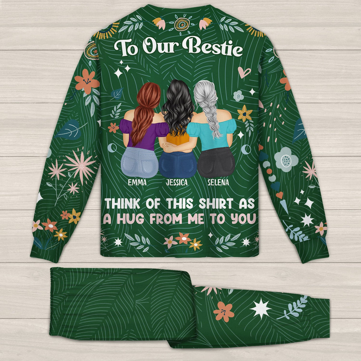 Think Of This Shirt As A Hug From Me To You - Holiday, Birthday, Loving Gift For Bestie, Friend, Colleague - Personalized Unisex Pajamas Set