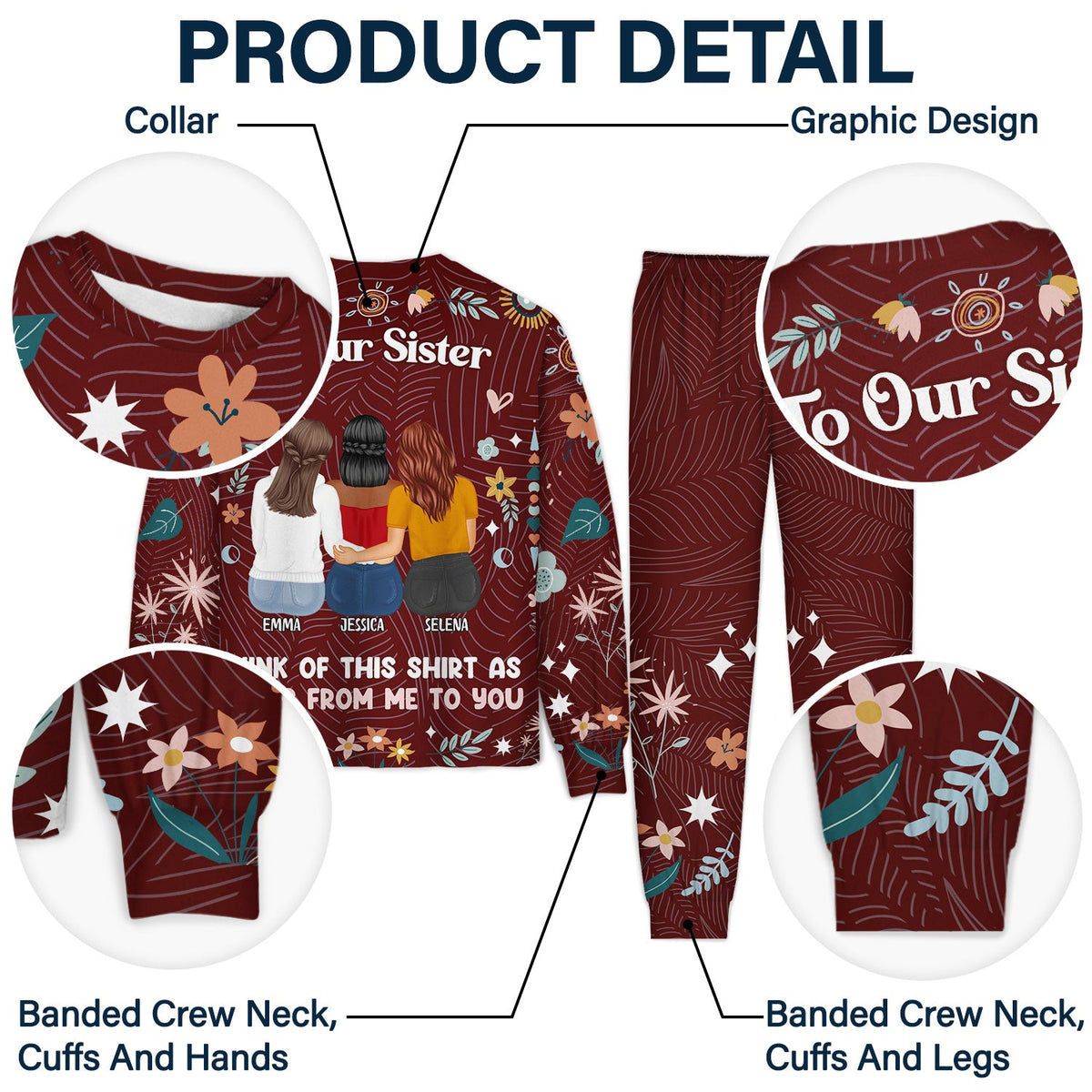 Think Of This Shirt As A Hug From Me To You - Holiday, Birthday, Loving Gift For Bestie, Friend, Colleague - Personalized Unisex Pajamas Set