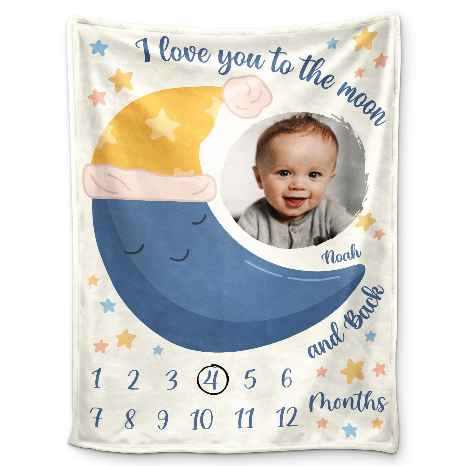 Custom Photo I Love You To The Moon And Back - Birthday, Baby Shower Gift For Newborn, New Parents - Personalized Fleece Blanket