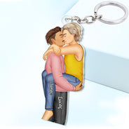 Couple s'embrassant - Cadeau d'anniversaire pour couples - Porte-clés en acrylique découpé personnalisé