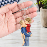 Couple s'embrassant - Cadeau d'anniversaire pour couples - Porte-clés en acrylique découpé personnalisé