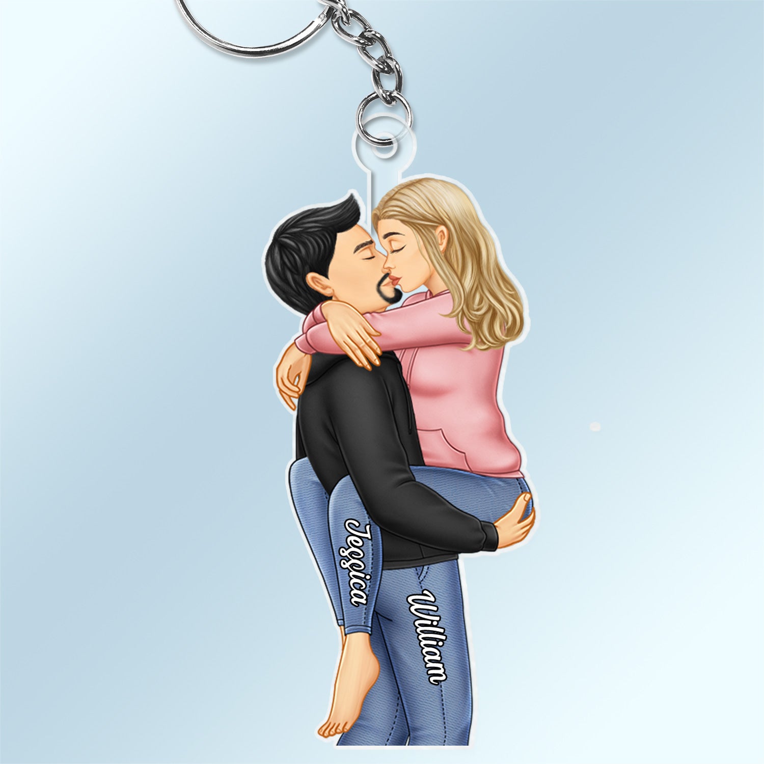 Couple Kissing - Anniversary Gift For Couples - Personalized Cutout Acrylic Keychain