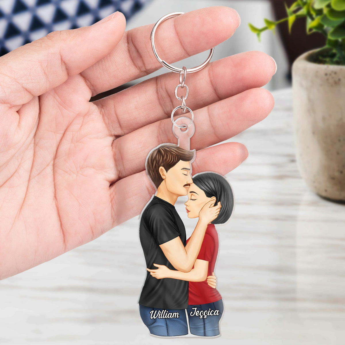 Porte-clés en acrylique découpé personnalisé - Cadeau d'anniversaire pour couple