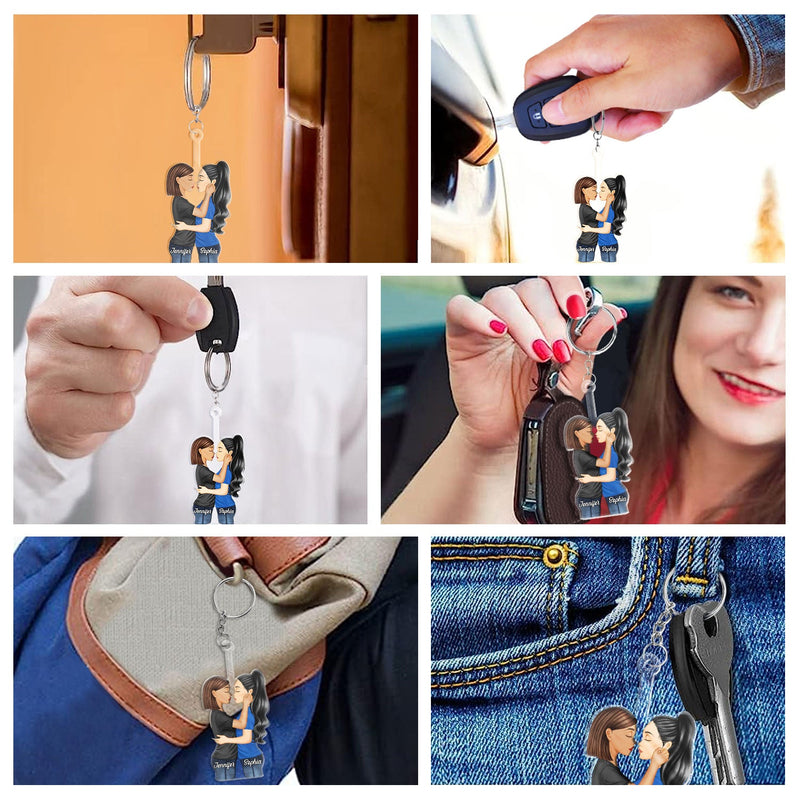 Porte-clés en acrylique découpé personnalisé - Cadeau d'anniversaire pour couple