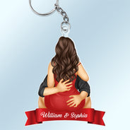 Couple s'embrassant style 2 - Cadeau d'anniversaire pour couples - Porte-clés en acrylique découpé personnalisé