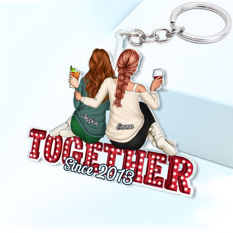 Couple Hugging Together Since - Anniversary Gift For Couples - Personalized Cutout Acrylic Keychain
