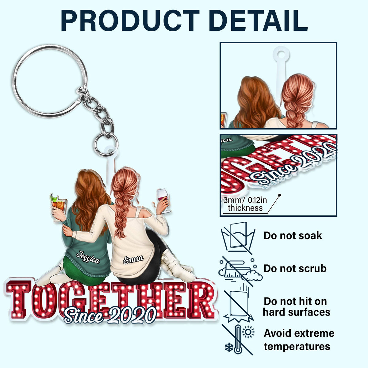 Couple Hugging Together Since - Anniversary Gift For Couples - Personalized Cutout Acrylic Keychain