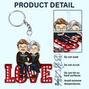 Chibi Couple Love Together - Anniversary Gift For Couples - Personalized Cutout Acrylic Keychain