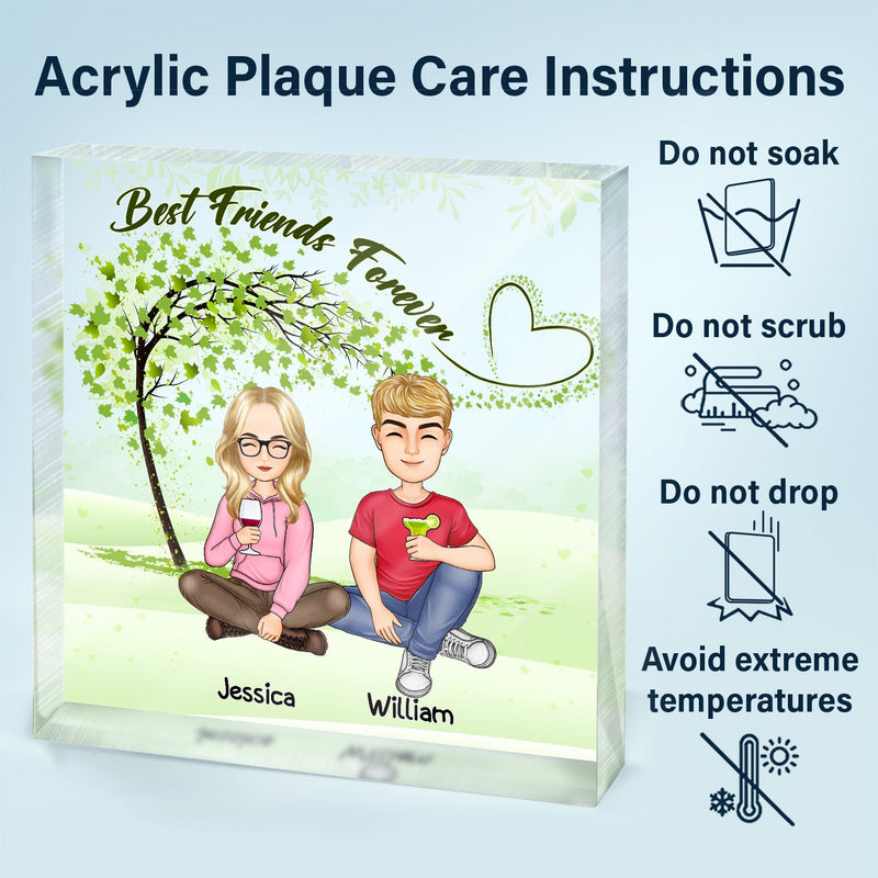 Besties Sisters Forever - Gift For Colleagues, Brothers, Siblings, Best Friends - Personalized Square Shaped Acrylic Plaque