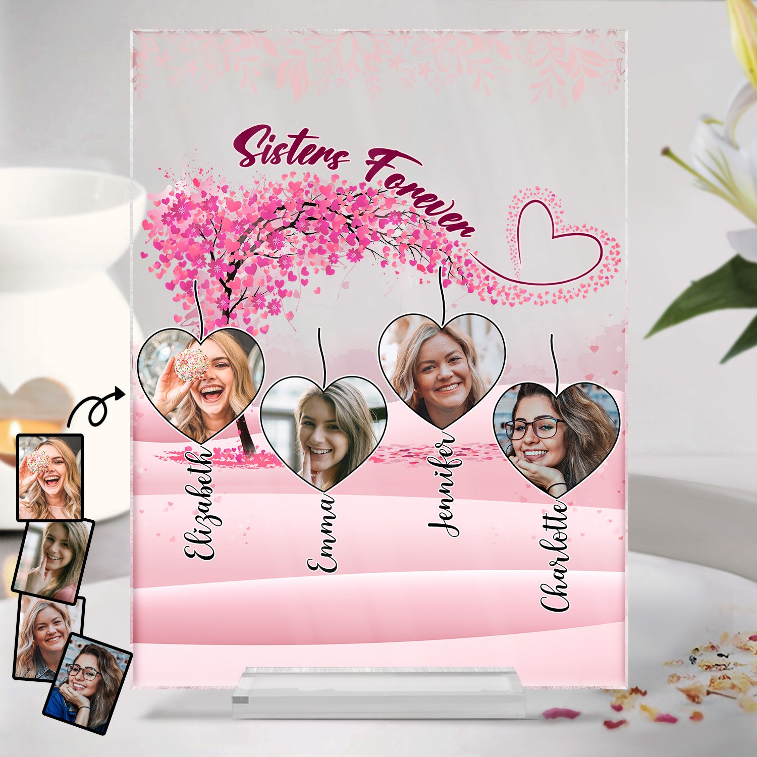 Custom Photo Besties Sisters Forever - Gift For Colleagues, Brothers, Siblings, Best Friends - Personalized Vertical Rectangle Acrylic Plaque