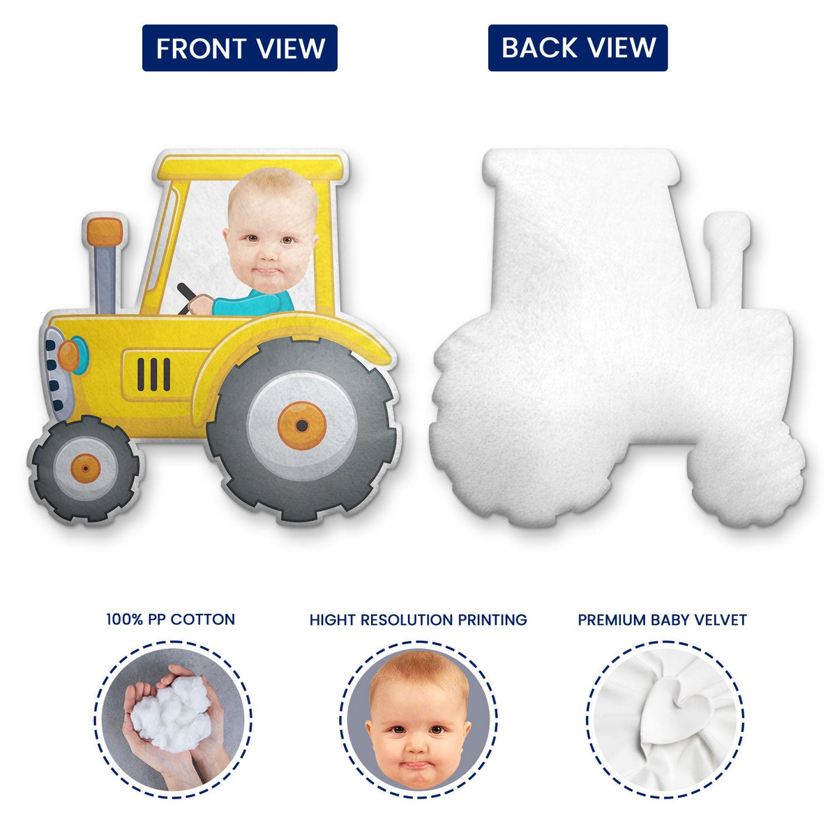 Custom Photo Funny Kid Vehicle - Gift For Children, Grandkids - Personalized Custom Shaped Pillow