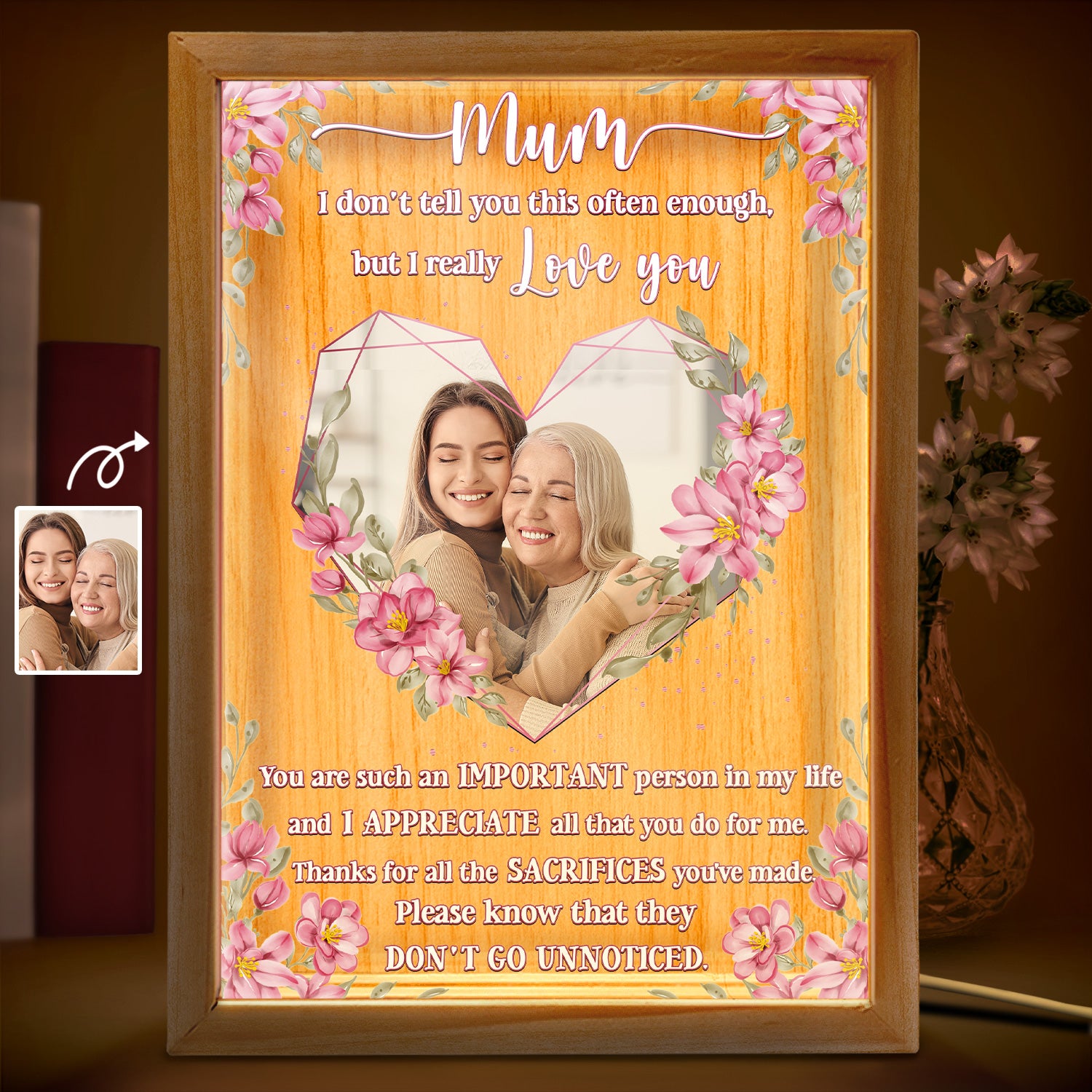 Custom Photo Mom I Don't Tell You This Often Enough - Loving Gift For Mother, Grandma, Nana - Personalized Picture Frame Light Box