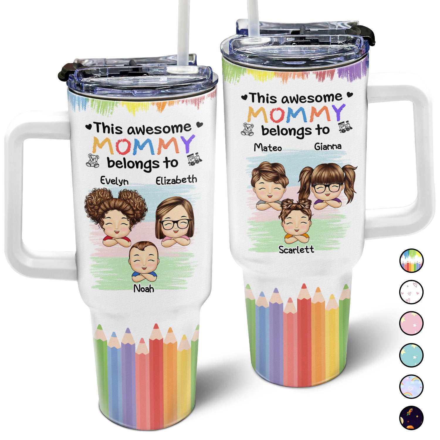 This Awesome Mommy Daddy Belongs To - Birthday, Loving Gift For Mother, Father, Grandma, Grandpa - Personalized 40oz Tumbler With Straw