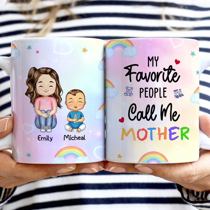 My Favorite People Call Me Mommy Nana Daddy - Birthday, Loving Gift For Mother, Father, Grandma, Grandpa - Personalized White Edge-to-Edge Mug