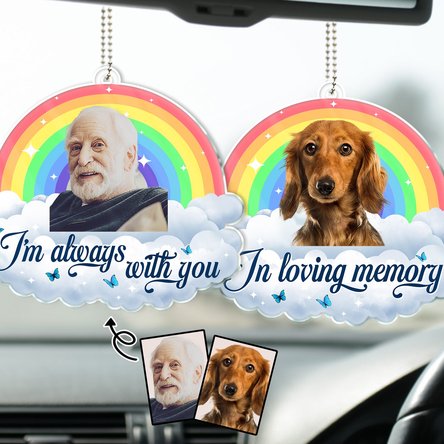Custom Photo In Loving Memory - Memorial Gift For Pet, Family, Friends - Personalized Acrylic Car Hanger