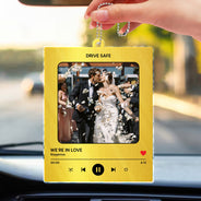 Photo personnalisée avec chanson préférée - Cadeau pour couples, BFF, famille - Cintre de voiture en acrylique personnalisé