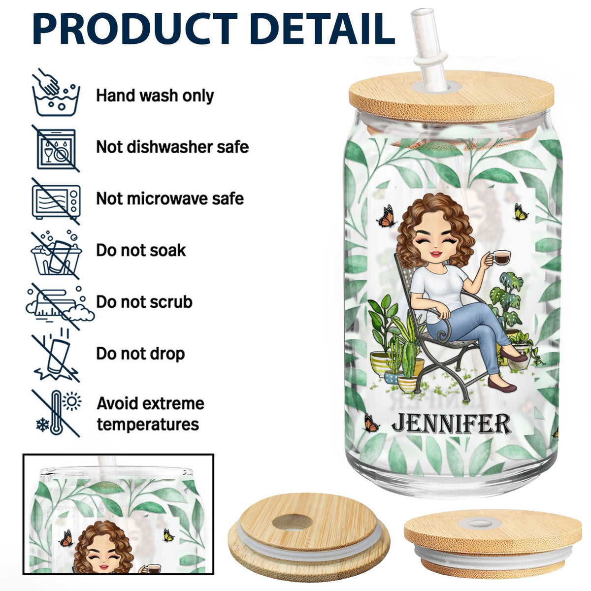 Et je vais au jardin - Cadeau pour femmes, amoureuses du jardin - Boîte en verre transparent personnalisée