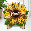Nana, maman, tante Famille Tournesol - Anniversaire, cadeau d'amour pour mère, grand-mère, grand-mère - Plaque en bois personnalisée à 2 couches avec support 