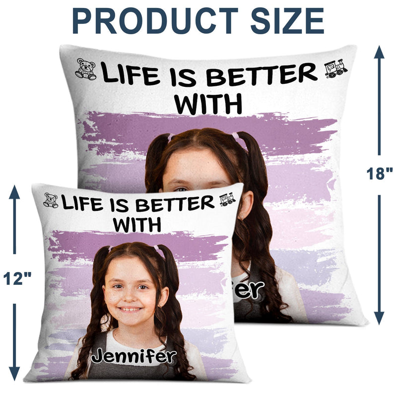 Custom Photo Life Is Better With Grandkids - Birthday, Loving Gift For Mother, Father, Grandma, Grandpa - Personalized Pillow