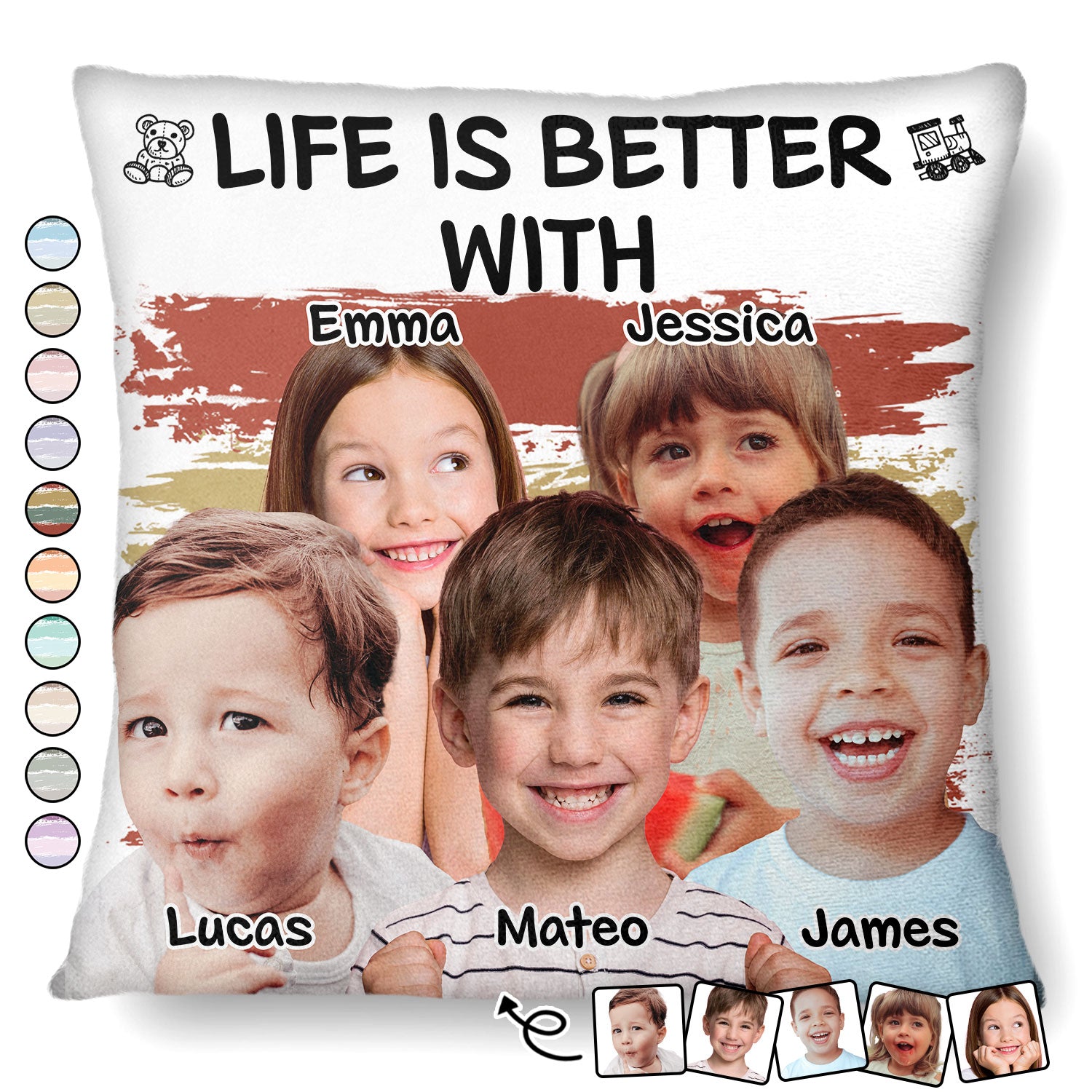 Custom Photo Life Is Better With Grandkids - Birthday, Loving Gift For Mother, Father, Grandma, Grandpa - Personalized Pillow