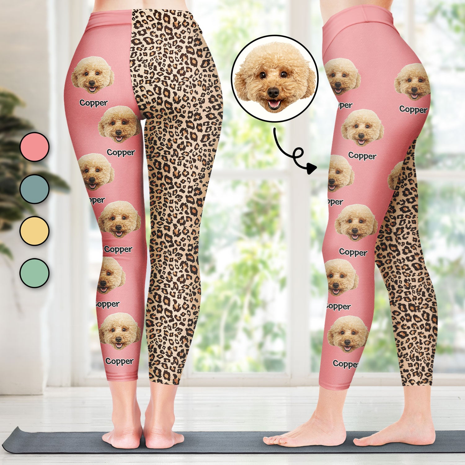 Custom Photo Pet Face Leopard Pattern - Birthday, Funny Gift For Dog Mom, Cat Lover - Personalized Leggings