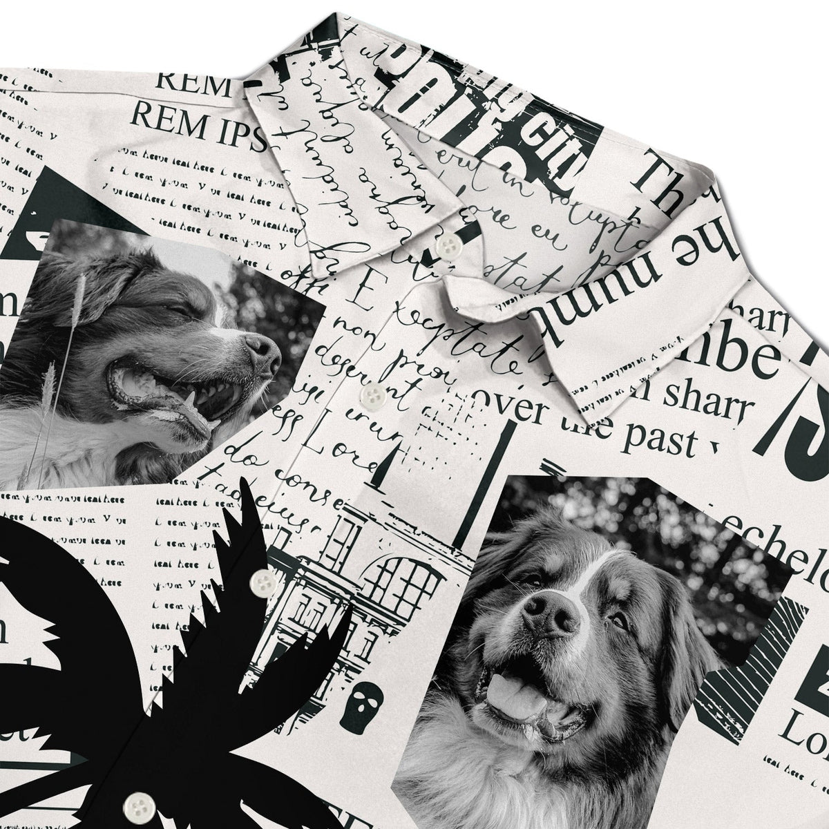 Custom Photo Newspaper Funny Family Pet Face - Gift For Men, Dog And Cat Lovers - Personalized Hawaiian Shirt
