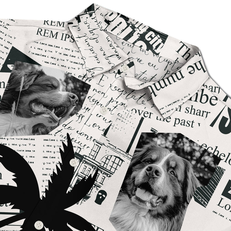 Custom Photo Newspaper Funny Family Pet Face - Gift For Men, Dog And Cat Lovers - Personalized Hawaiian Shirt