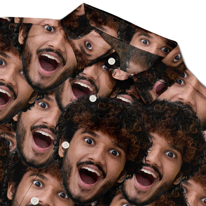 Motif personnalisé avec photo amusante d'un animal de compagnie - Cadeau pour hommes, amoureux des chiens et des chats, famille - T-shirt hawaïen personnalisé