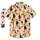 Motif personnalisé avec photo amusante d'un animal de compagnie - Cadeau pour hommes, amoureux des chiens et des chats, famille - T-shirt hawaïen personnalisé