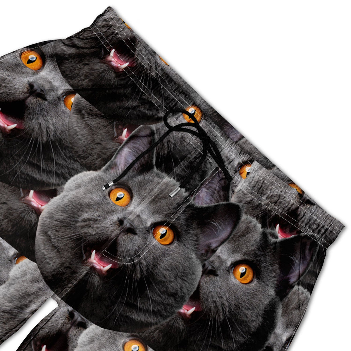 Motif de visage d'animal de compagnie personnalisé avec photo amusante - Cadeau pour hommes, amoureux des chiens et des chats, famille - Short de plage unisexe personnalisé