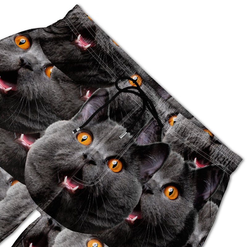 Motif de visage d'animal de compagnie personnalisé avec photo amusante - Cadeau pour hommes, amoureux des chiens et des chats, famille - Short de plage unisexe personnalisé