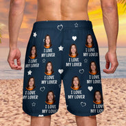 Custom Photo Funny I Love My Lover - Gift For Husband, Boyfriend - Personalized Unisex Beach Shorts