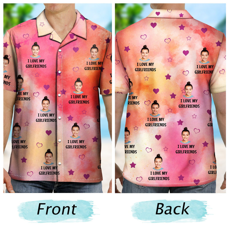 Photo personnalisée drôle « J'aime mon amant » - Cadeau pour mari, petit ami - T-shirt hawaïen personnalisé