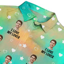 Photo personnalisée drôle « J'aime mon amant » - Cadeau pour mari, petit ami - T-shirt hawaïen personnalisé