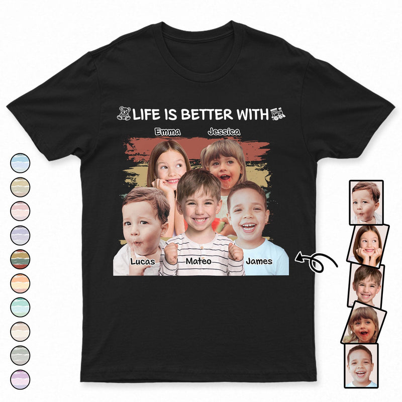 Custom Photo Life Is Better With Grandkids Pet - Birthday, Loving Gift For Mother, Father, Grandma, Grandpa - Personalized T Shirt