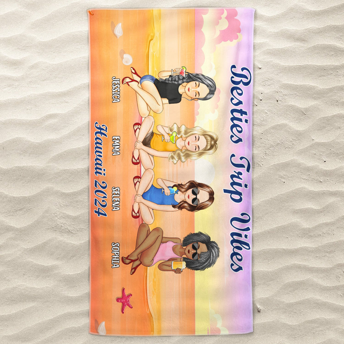 Voyage de vacances en famille - Cadeau pour la famille, les amis, les frères et sœurs - Serviette de plage personnalisée