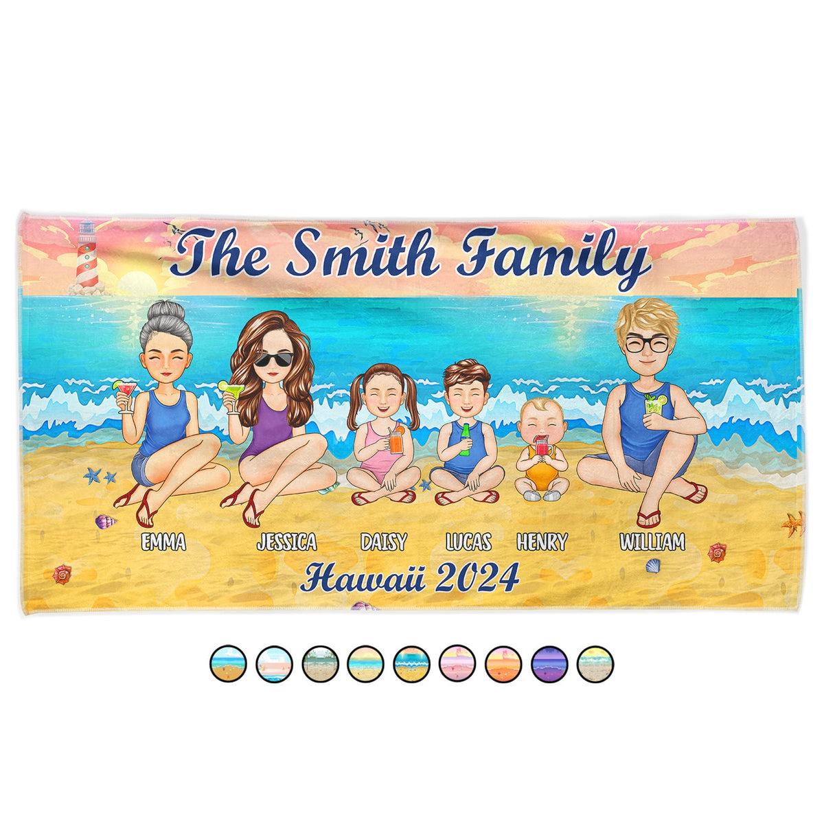 Voyage de vacances en famille - Cadeau pour la famille, les amis, les frères et sœurs - Serviette de plage personnalisée