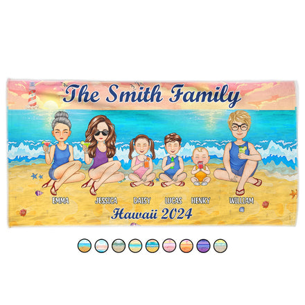 Voyage de vacances en famille - Cadeau pour la famille, les amis, les frères et sœurs - Serviette de plage personnalisée