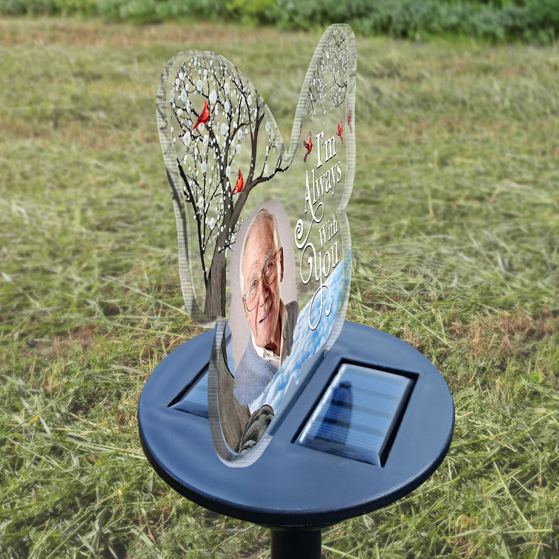 Custom Photo Although You Cannot See Me - Memorial Gift For Family, Friends, Siblings, Dad, Mom - Personalized Solar Light