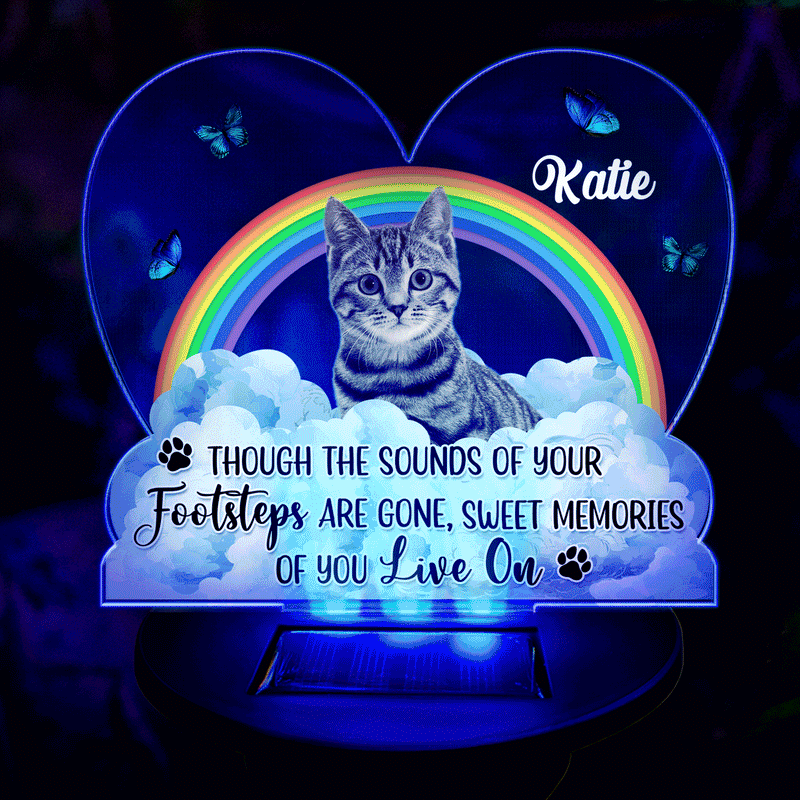 Custom Photo You Left Paw Prints On Our Hearts - Memorial Gift For Dog Lovers, Cat Lovers, Pet Lovers - Personalized Solar Light
