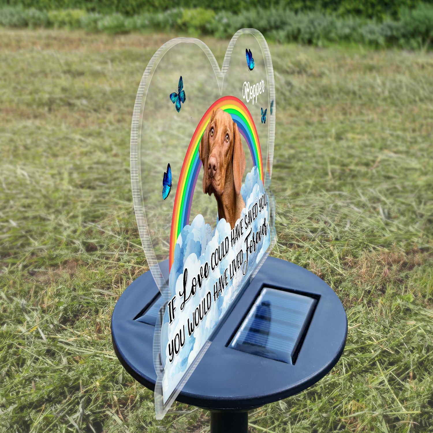 Custom Photo You Left Paw Prints On Our Hearts - Memorial Gift For Dog Lovers, Cat Lovers, Pet Lovers - Personalized Solar Light