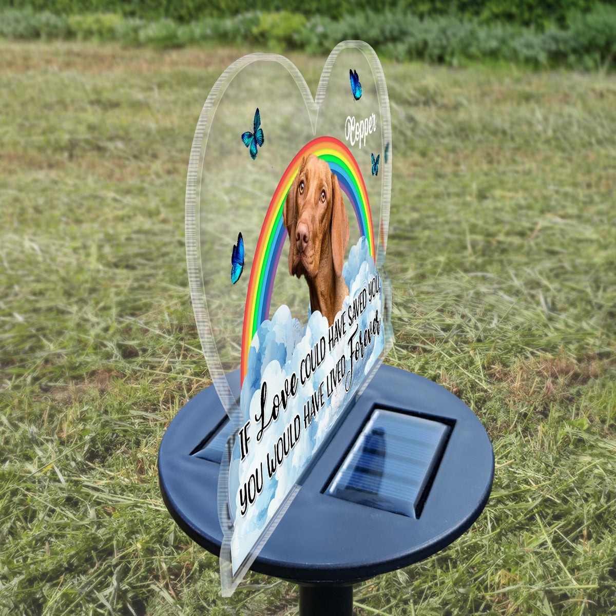 Custom Photo You Left Paw Prints On Our Hearts - Memorial Gift For Dog Lovers, Cat Lovers, Pet Lovers - Personalized Solar Light